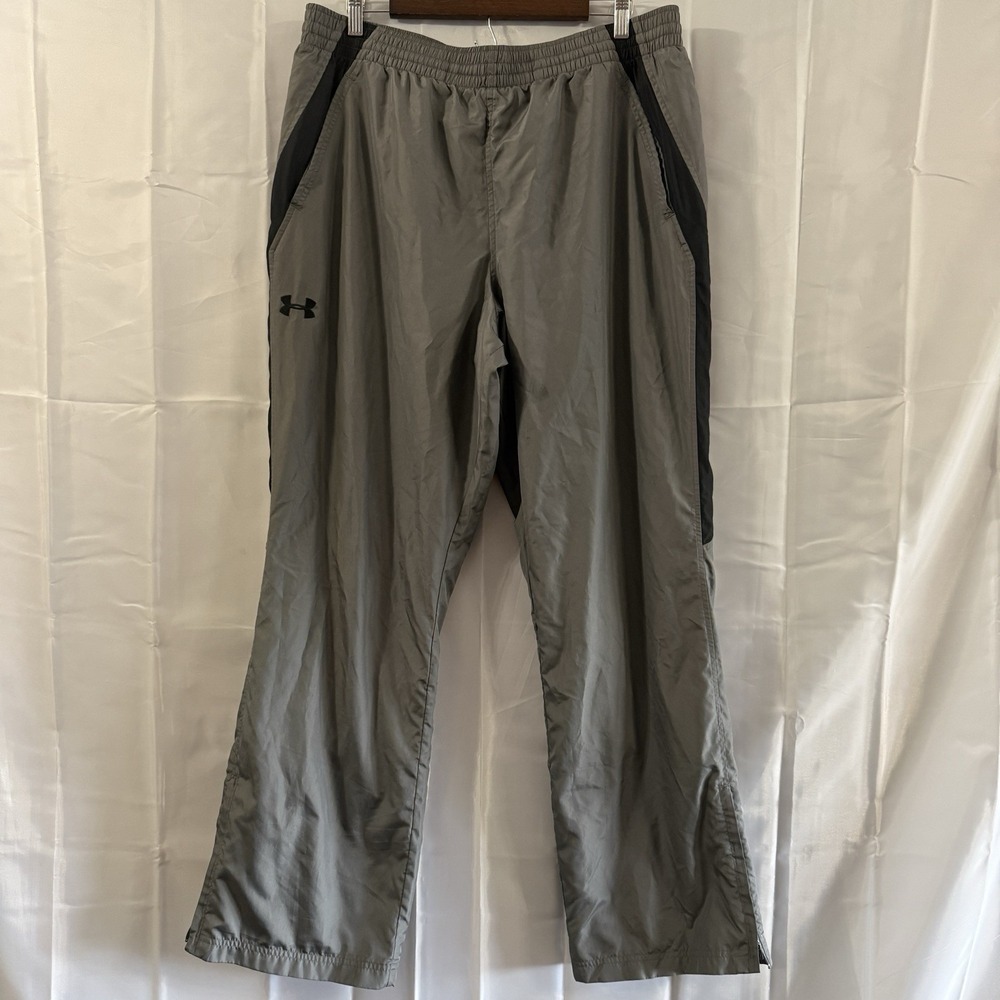 Under Armour UA Pants Mens XL Gray Track Windbreaker Warm Up Athletic Lined Zip